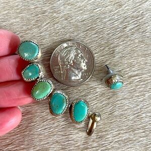 Genuine 5 Stone Turquoise and Sterling Silver earclimber with additional stud